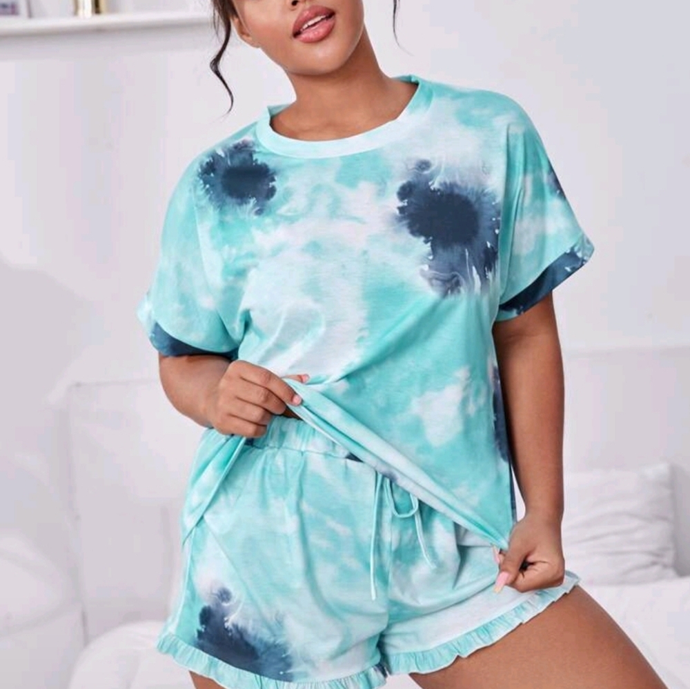 SHEIN Blue Tie-Dye Women's Pajama Set NWOT